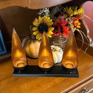 Black and Orange Gold T Light Candle Holder